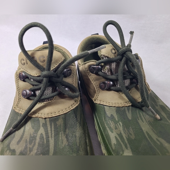 Crocs Axle All Terrain Camo Green Lace Up Duck Boat Clog Shoe Size M 1/W3 Junior - Picture 12 of 14